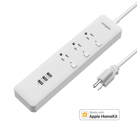 Smart Power Strip Works with Apple HomeKit, Three Independent AC Outlets